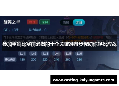 参加重剑比赛前必做的十个关键准备步骤助你轻松应战